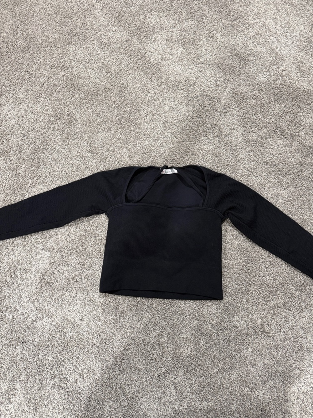 Black Cropped Square-Neck Pullover